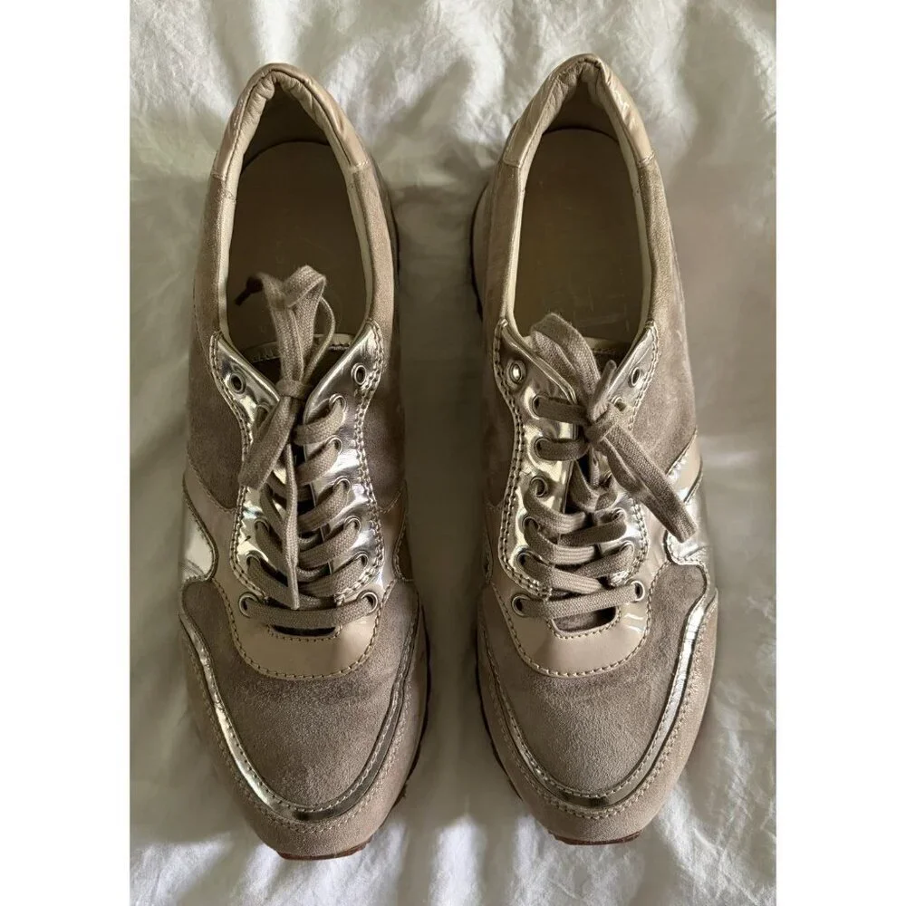 AGL Dalia Metallic Leather & Glitter Fashion Sneakers Sz EU 40/ US 9.5 Nude/Pink